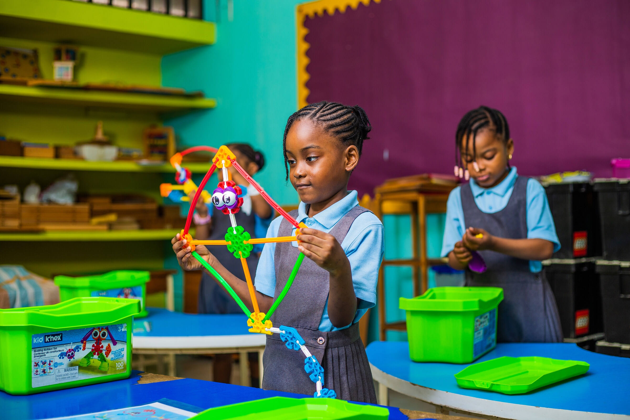 Concord pupils concentrating on a hands-on STEM construction challenge