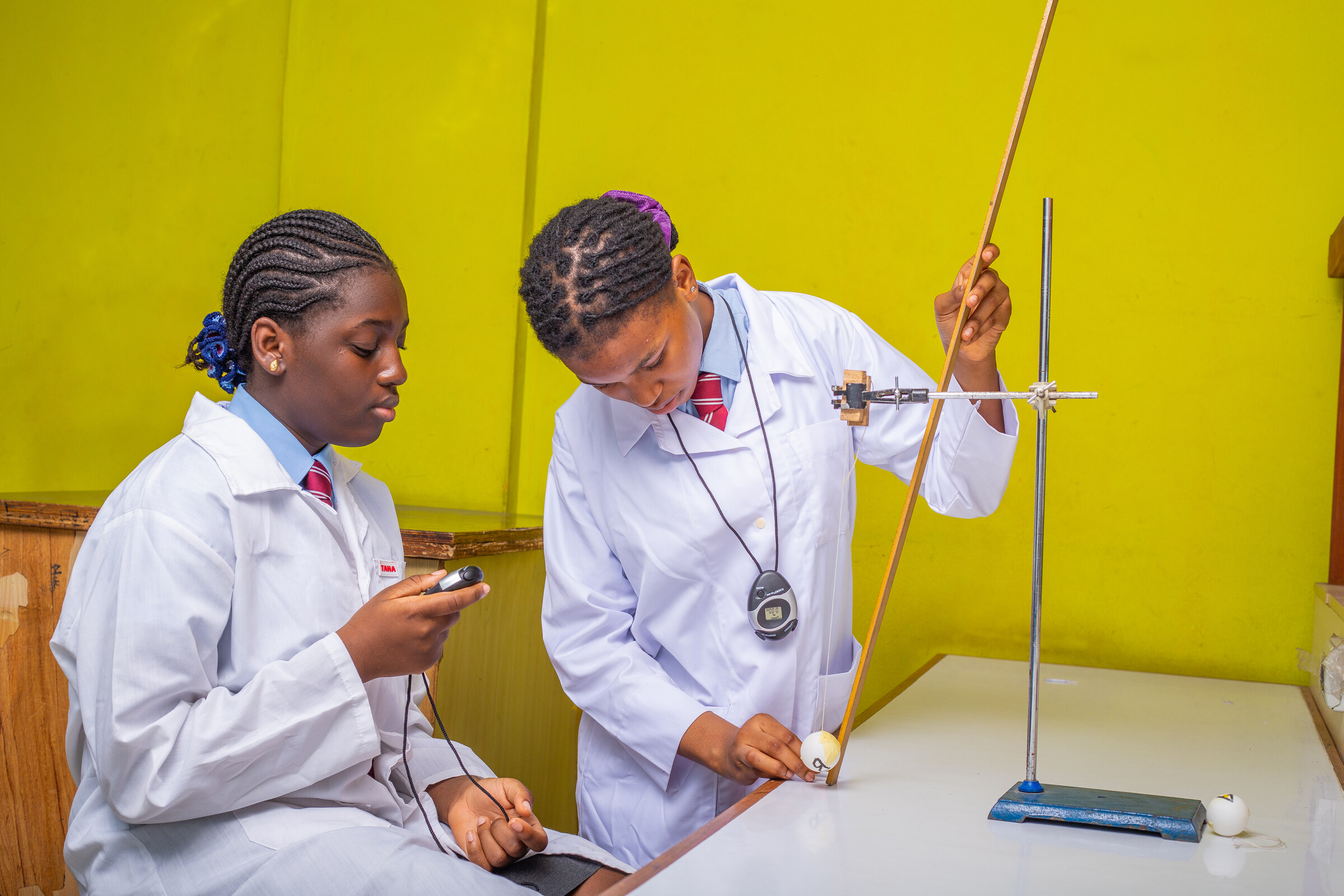 Senior School students conducting a physics practical