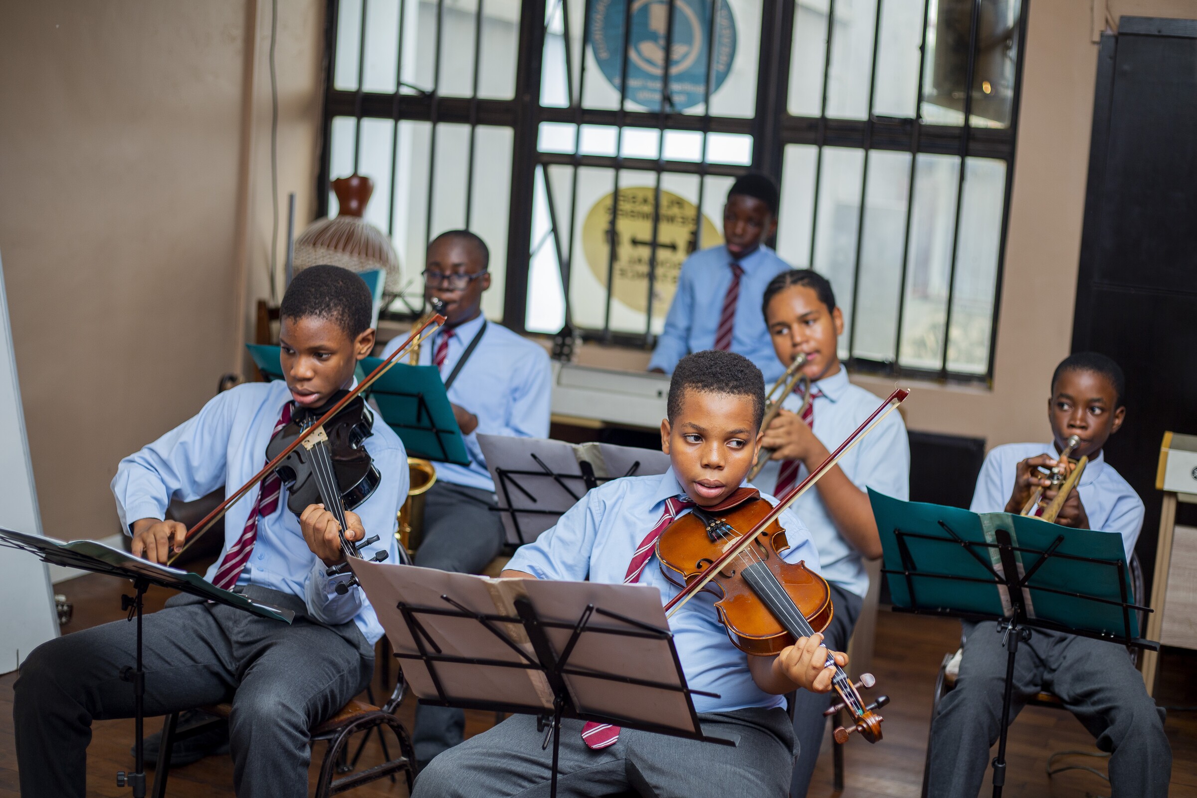 Concord pupils rehearsing together as an ensemble