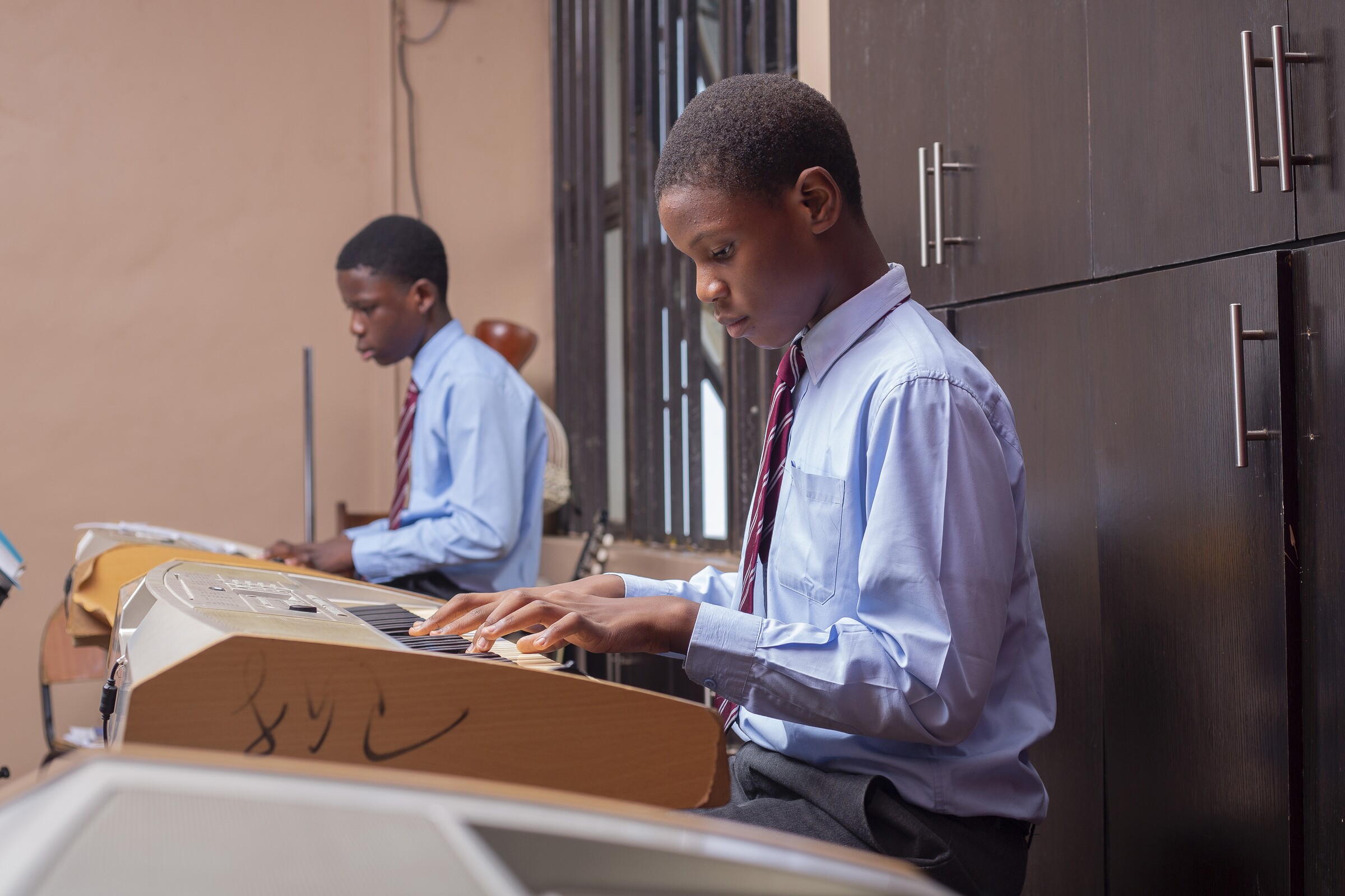 A Concord pupil playing the keyboard