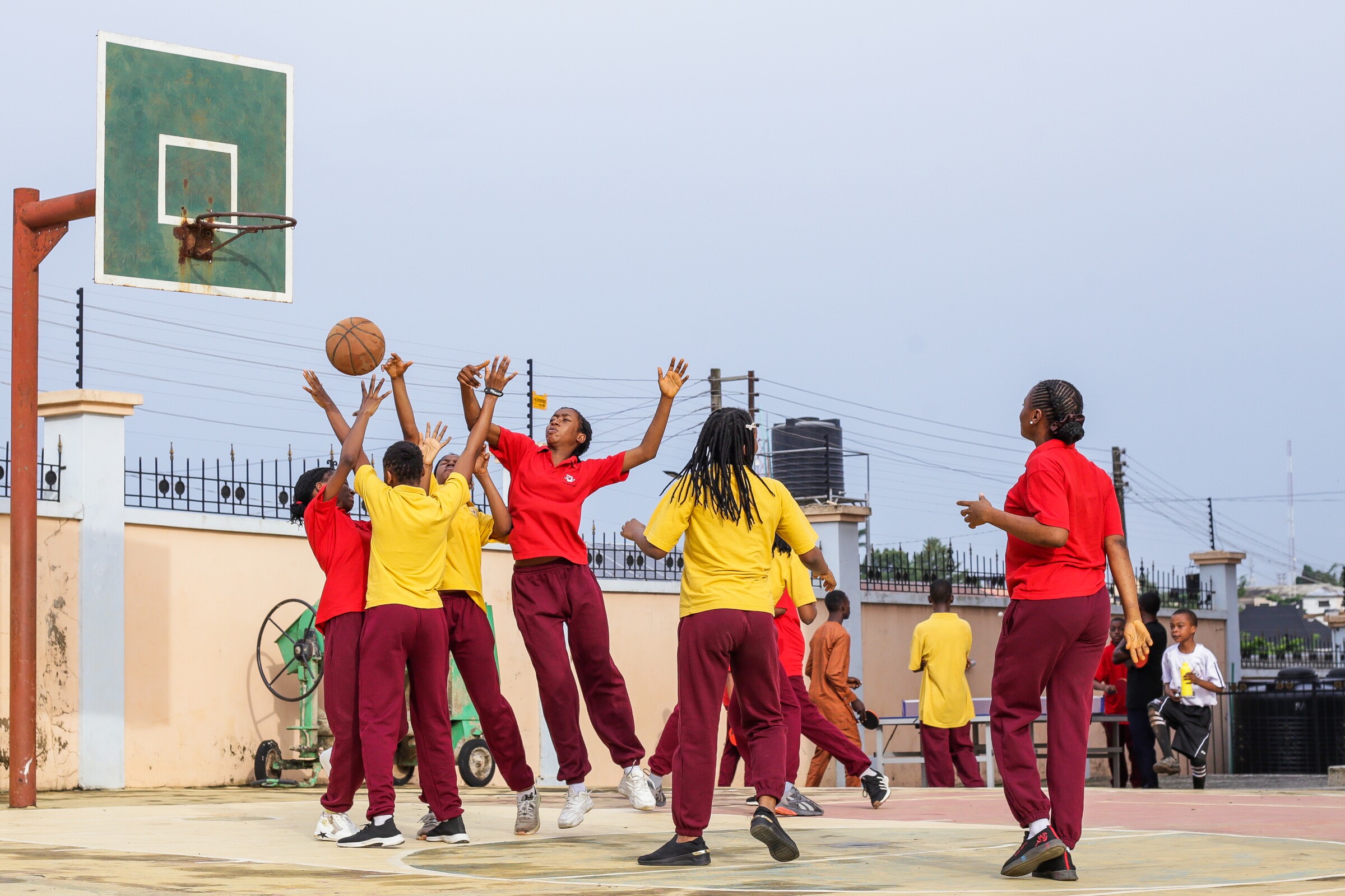 Concord pupils playing basketball together