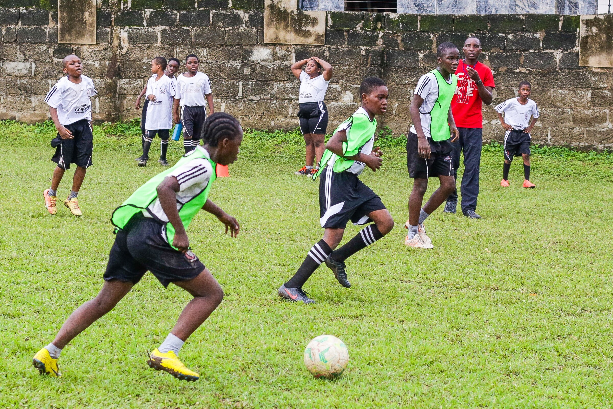 Concord pupils participating in a school football match