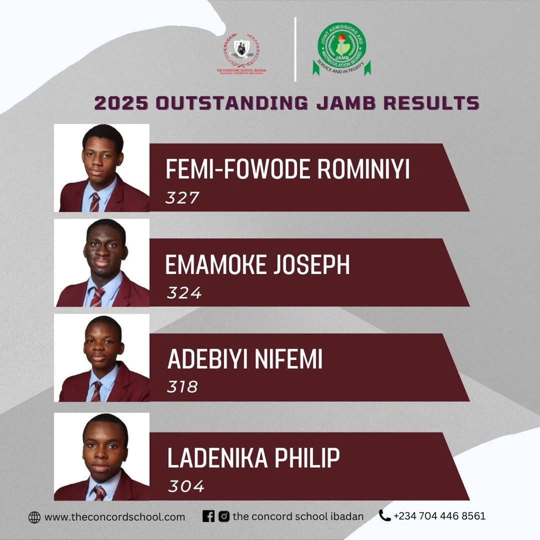 The school’s published 2025 outstanding JAMB results graphic